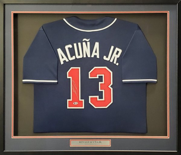 Press Pass Collectibles Braves Ronald Acuña Jr. Authentic Signed White Majestic Cool Base Jersey JSA