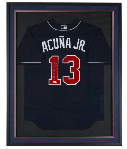 Ronald Acuna Jr. Autographed Signed . Framed 36X42 Braves Nike Baseball Jersey 2018 Nl Roy JSA