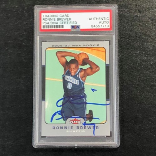 Ronnie Brewer Autographed Signed 2006-07 Fleer Basketball #211 Card Auto PSA Slabbed Rc Jazz
