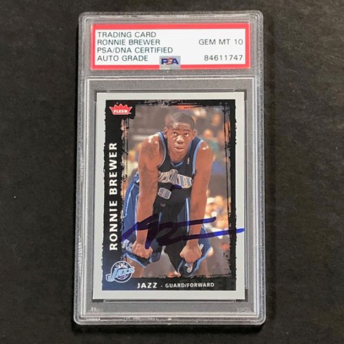 Ronnie Brewer Autographed Signed 2008-09 Fleer Basketball #128 Card Auto 10 PSA Slabbed Jazz