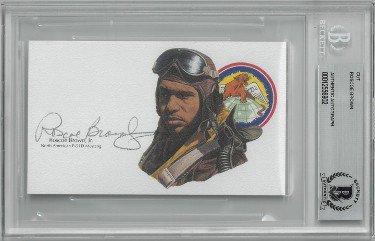 Roscoe Brown, Jr. Autographed Signed 3   x5    cut signature w/ Image  " BAS/Beckett Encapsulated (Tuskegee Airman/Red Tails/WWII P-51D Mustang)