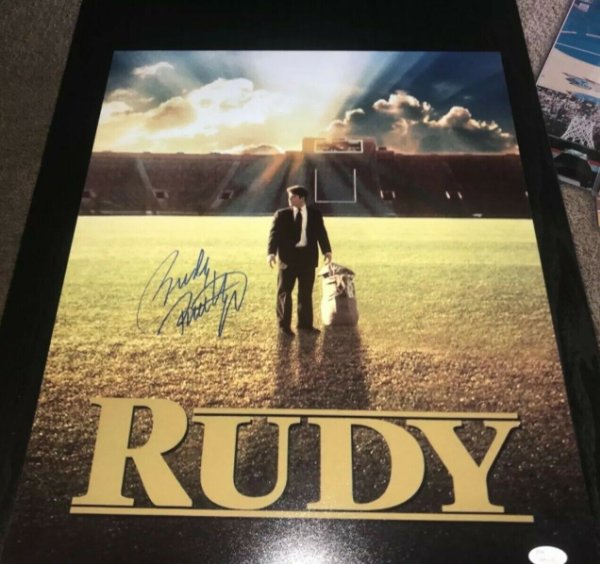 Rudy Ruettiger MOVIE POSTER SIGNED AUTOGRAPHED FRAMED 16X20 PHOTO JSA COA