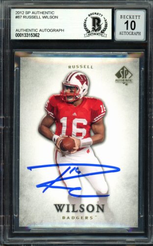 Russell Wilson Autographed Signed 2012 Sp Authentic Rookie Card #87 Seattle Seahawks Auto Grade Gem Mint 10 Beckett Beckett