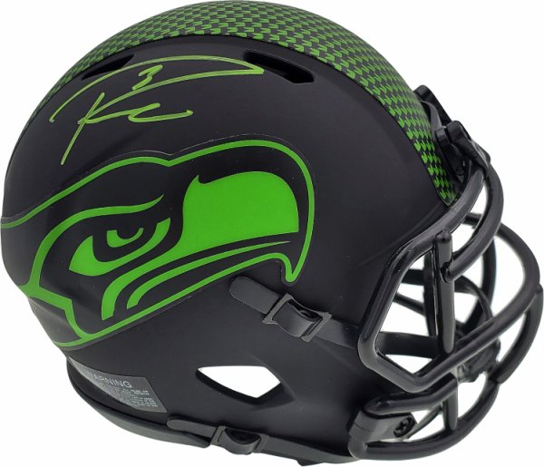 Russell Wilson Autographed Signed Eclipse Black Seattle Seahawks Speed Mini Helmet In Green Rw Holo #178960