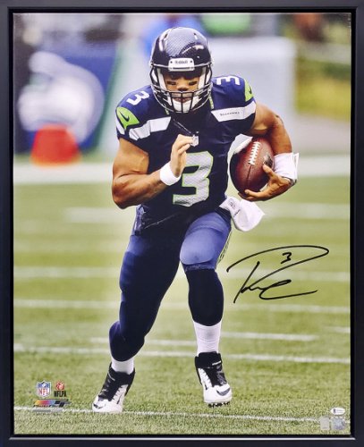 Russell Wilson Autographed Signed Framed 24X30 Canvas Photo Seattle Seahawks Rw Holo #107487