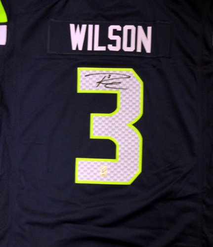 Russell Wilson Autographed Signed Seattle Seahawks Blue Nike Twill Jersey Size Xxl Rw Holo #71432