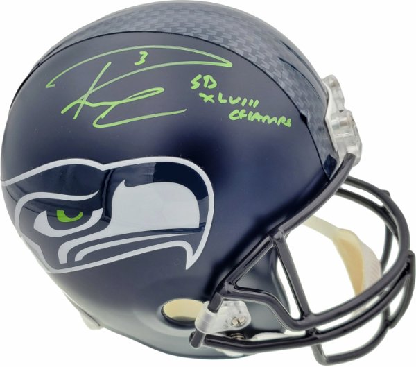 Russell Wilson Autographed Signed Seattle Seahawks Full Size Replica Helmet Sb Xlviii Champs In Green Rw Holo #72372