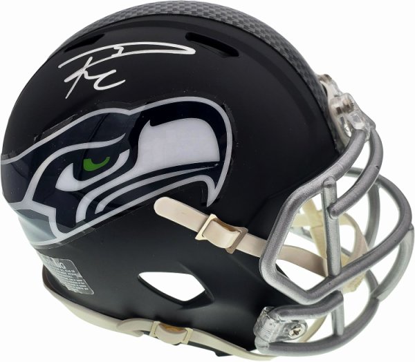Russell Wilson Autographed Signed Seattle Seahawks Matte Black Speed Mini Helmet In Silver Rw Holo #145843
