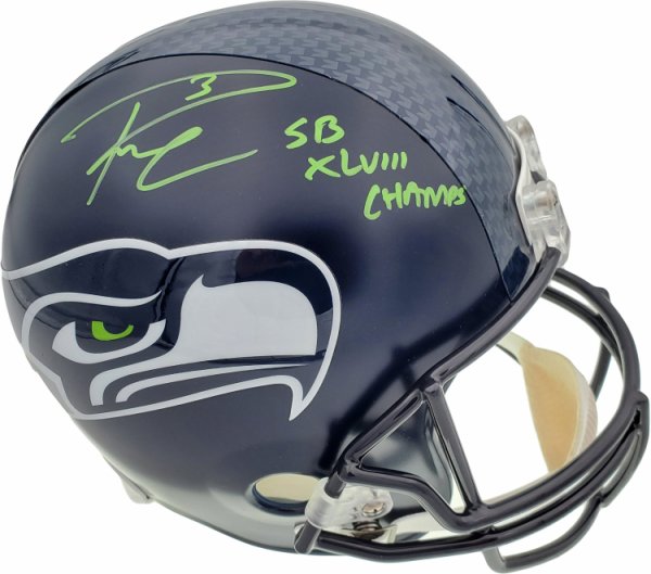 Russell Wilson Autographed Signed Seattle Seahawks Super Bowl Full Size Replica Helmet Sb Xlviii Champs In Green Rw Holo #72350