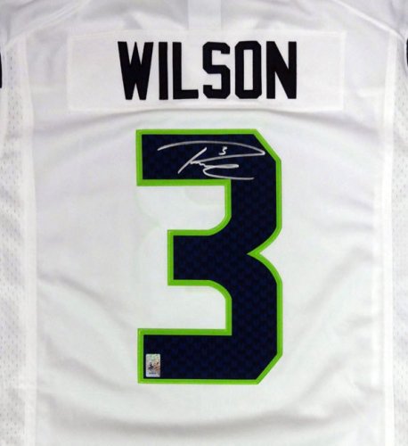 Russell Wilson Autographed Signed Seattle Seahawks White Nike Twill Jersey Size L Rw Holo #90927