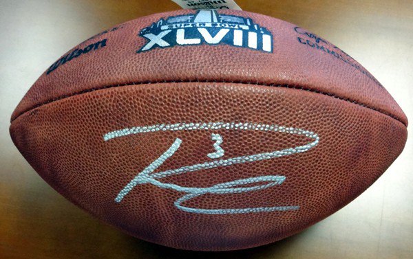 Russell Wilson Autographed Signed Super Bowl Leather Football Seattle Seahawks Rw Holo #72352