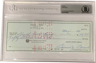 Sam Snead PGA/Golf 3x8 Bank Check Autographed Signed In Blue ...