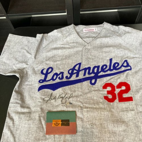 Sandy Koufax Signed Autograph Mitchell & Ness Jersey Dodgers 1963 Away Gray  MLB