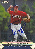 Scott Thorman Atlanta Braves 2000 Topps Stadium Club Autographed Signed