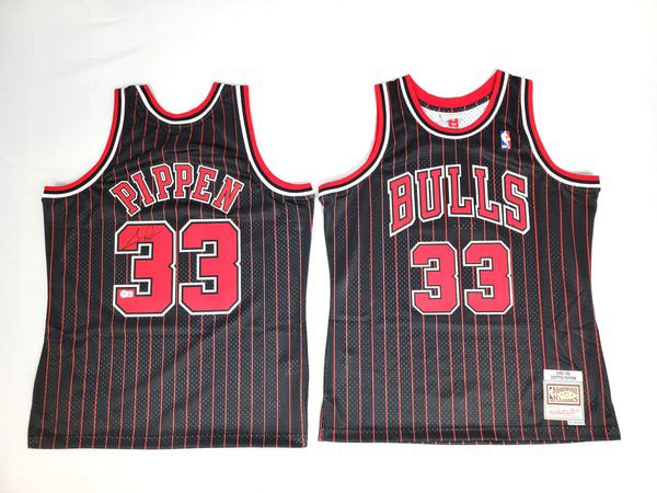 Chicago Bulls Scottie Pippen Black Red Swingman Jersey Mitchell