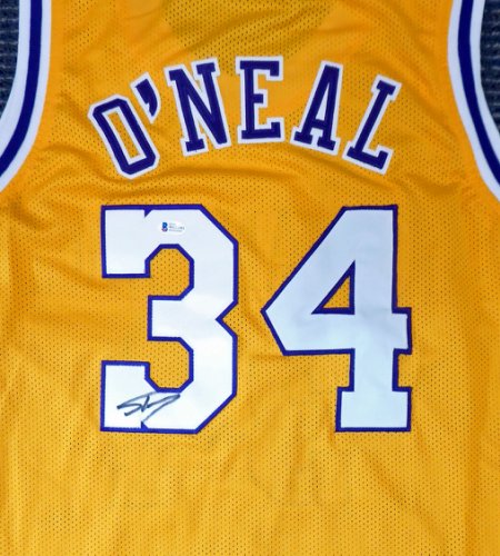 Shaquille O'Neal SHAQ Autographed Yellow and Purple #33 Jersey Beckett  Authentic