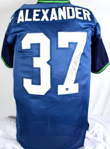 : Seahawks Shaun Alexander Autographed Blue Jersey Beckett BAS  Stock #197073 : Sports & Outdoors