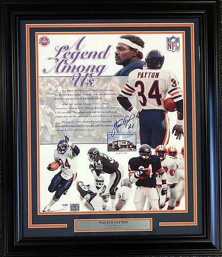 walter payton signed jersey framed