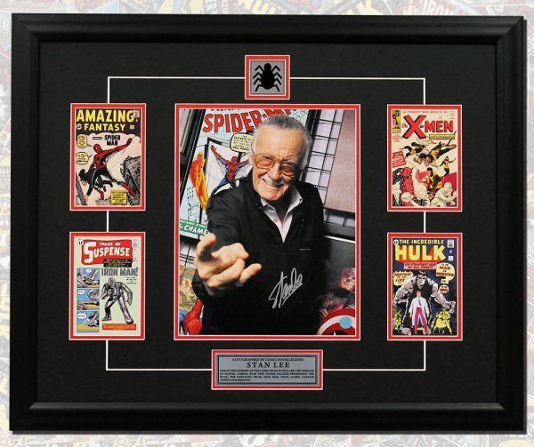 Stan Lee Autographed Signed Web Slinger Comic Book Covers Collage 26x32 Frame