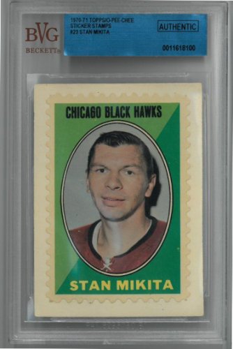 Stan Mikita Chicago Blackhawks 1970-71 Topps/O-Pee-Chee Sticker Stamps Hockey Card #23- Beckett Graded Authentic
