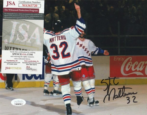 Stephane Matteau Signed New York Rangers Jersey Inscribed 94 SC