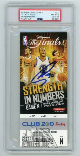 Stephen Curry Autographed Signed 2015 NBA Finals Game 2 Ticket PSA/DNA Nm-Mt 8 Auto 10