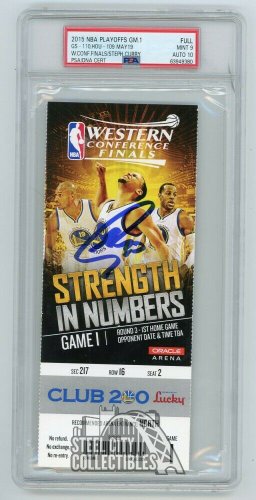 Stephen Curry Autographed Signed Auto 2015 NBA Playoffs Game 1 Wcf Ticket PSA/DNA Mint 9 Auto 10