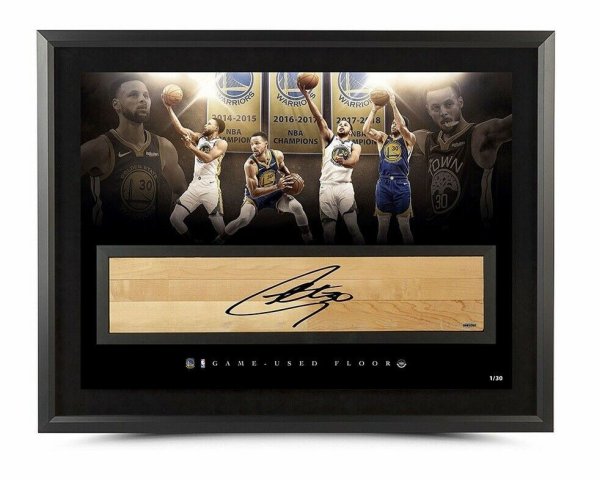 Stephen Curry Autographed Signed Autographed 24X36 Framed Game Floor Photo Warriors /30 UDA