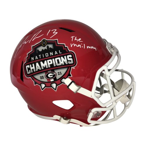 Stetson Bennett IV Autographed Signed Georgia Bulldogs 2021 National Champions Riddell Speed Full Size Replica Helmet with The Mailman Inscription - Beckett QR Authentic
