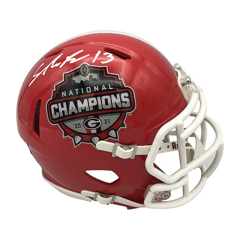 Stetson Bennett IV Autographed Signed Georgia Bulldogs 2021 National Champions Riddell Speed Mini Helmet - Beckett QR Authentic