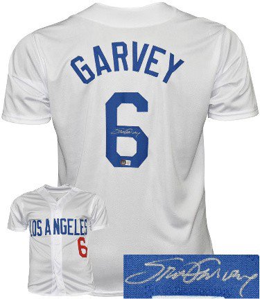 Steve Garvey Autographed Signed Los Angeles White Custom Stitched Baseball  Jersey XL- Beckett Witnessed