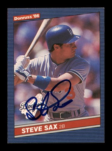 Steve Sax Signed 8X10 Photo Autograph LA Dodgers Road At Bat Auto