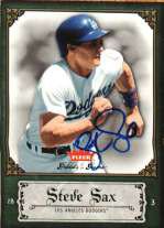 Steve Sax player worn jersey patch baseball card (Los Angeles Dodgers) 2006  Fleer Greats of the Game #LADSS