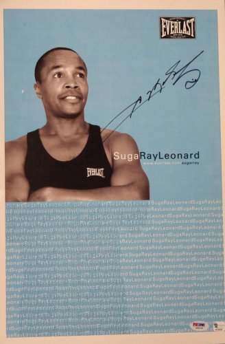 Sugar Ray Leonard Autographed Signed 12X18 Everlast Poster Photo PSA/DNA