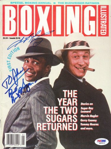 Sugar Ray Leonard Autographed Signed & Bert Sugar Boxing Illustrated Magazine Cover PSA/DNA
