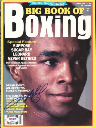 Sugar Ray Leonard Autographed Signed Big Book Of Boxing Magazine Cover PSA/DNA