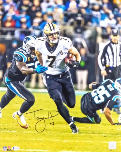 Taysom Hill New Orleans Saints Autographed 11 x 14 White Jersey Spotlight  Photograph