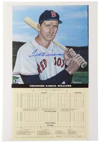 Ted Williams Autographed 1942 Triple Crown 35 x 23 Lithograph Artist Proof  by Lewis Watkins (JSA Letter)