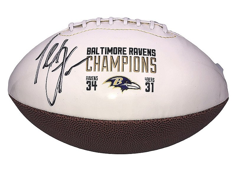 Terrell Suggs Autographed Signed Baltimore Ravens Super Bowl XLVII White Panel Football - Beckett QR Authentic