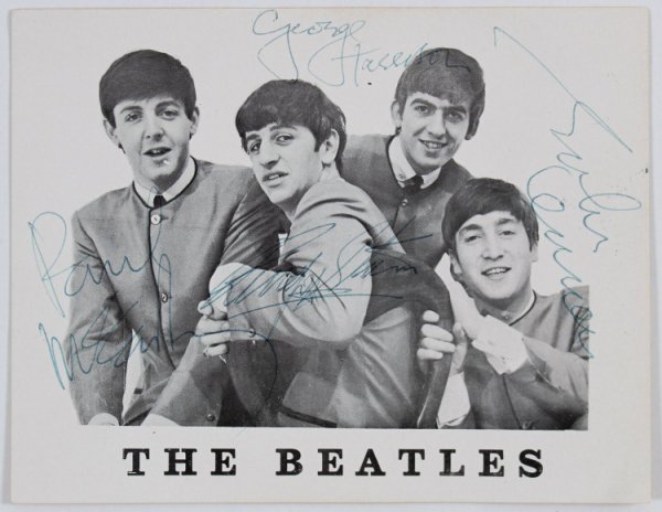 The Beatles Autographed Signed (4) Lennon, Mccartney, Harrison & Starr 4.25X5.5 Photo Card JSA