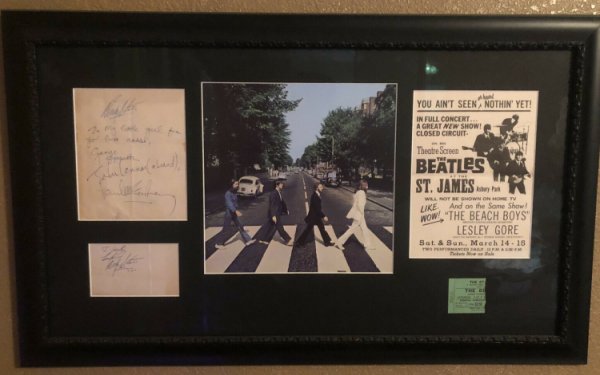 The Beatles Autographed Signed Display-Early Autographs 1St Trip To La-Aug 1964-All Members JSA
