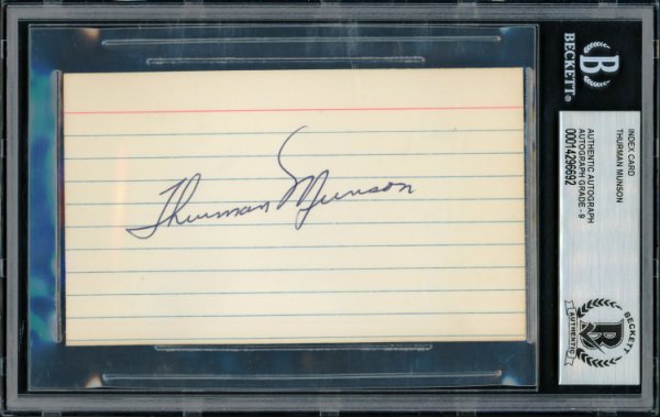 THURMAN MUNSON Autographed Cut Facsimile Reprint Framed 8x10 Photo