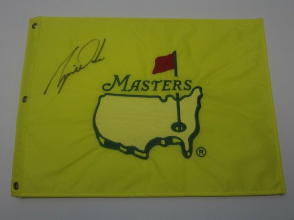 Tiger Woods Autographed Signed 1St Major Championship 1997 Masters Pin Flag JSA Loa COA