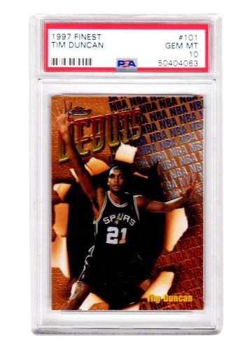Tim Duncan (San Antonio Spurs) 1997 Topps Finest Basketball #101 RC Rookie Card - PSA 10 GEM MINT (New Label)