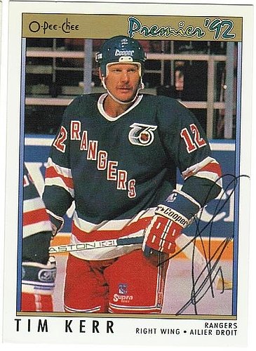 Tim Kerr New York Rangers Autographed Signed 1991-92 Premeir Card - COA Included