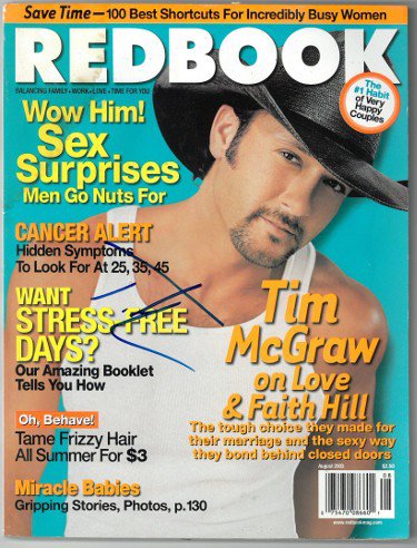 Tim McGraw Autographed Signed Redbook Full Magazine August ...