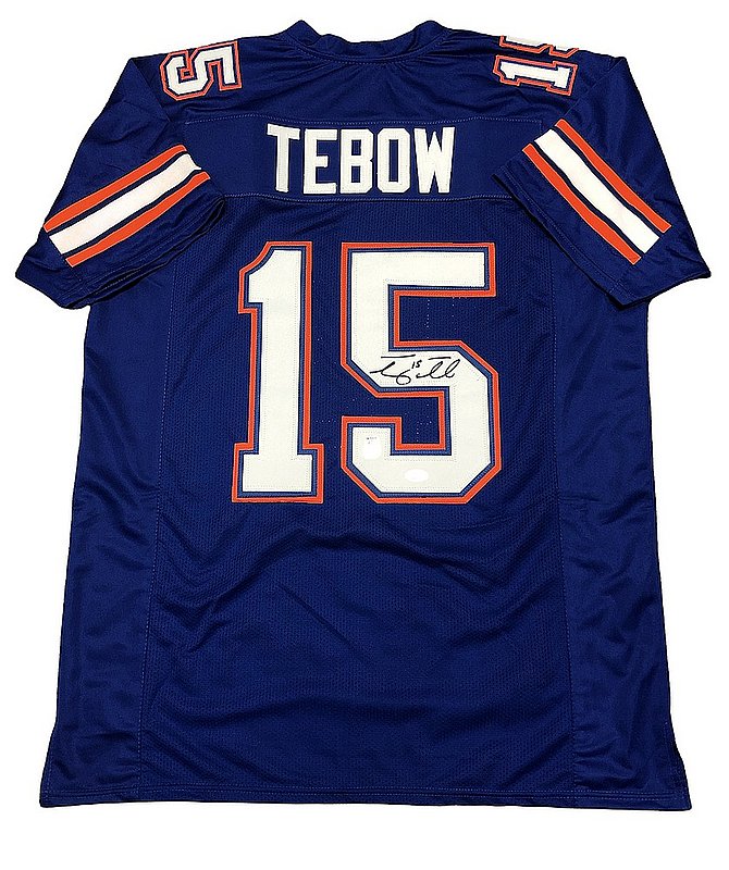 Tim Tebow Signed 35x43 Custom Framed Jersey Display Inscribed 07