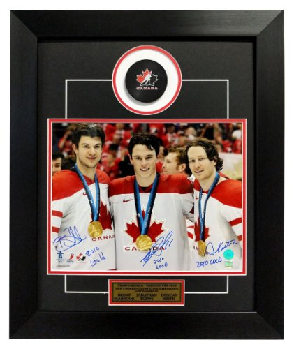 Toews, Keith & Seabrook Triple Autographed Signed Blackhawks Canada 2010 Gold 20x24 Frame
