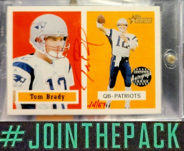 Tom Brady Autographed Signed 2002 Topps Heritage Real One Red Ink Auto #/57 On Card Autograph PSA