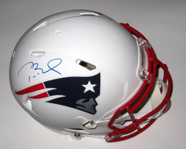 Tom Brady Signed New England Patriots Authentic Flat White Helmet FAN 